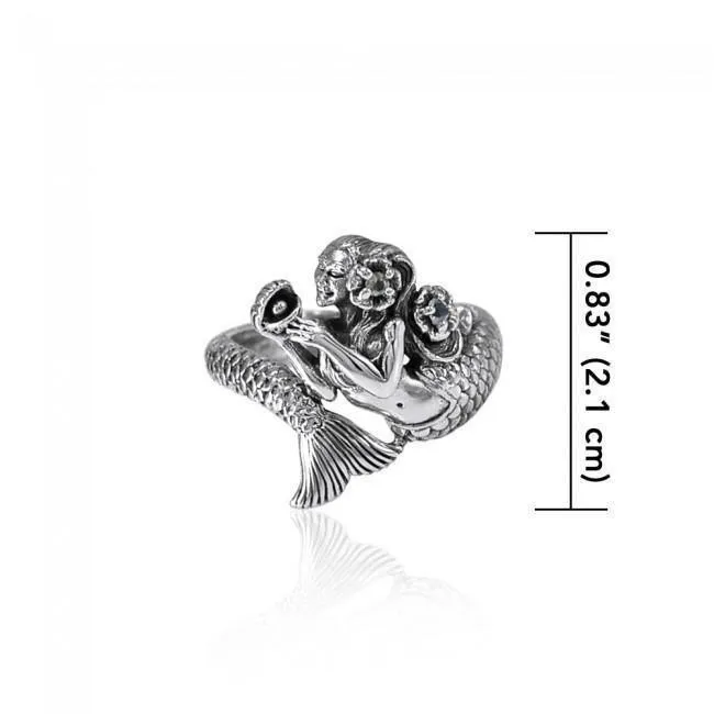 Mermaid Wrap Around Sterling Silver Ring with Gemstone