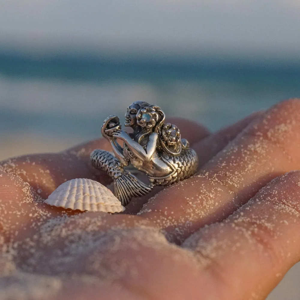 Mermaid Wrap Around Sterling Silver Ring with Gemstone