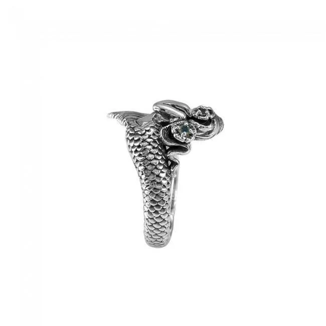 Mermaid Wrap Around Sterling Silver Ring with Gemstone