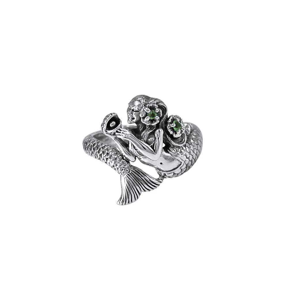 Mermaid Wrap Around Sterling Silver Ring with Gemstone