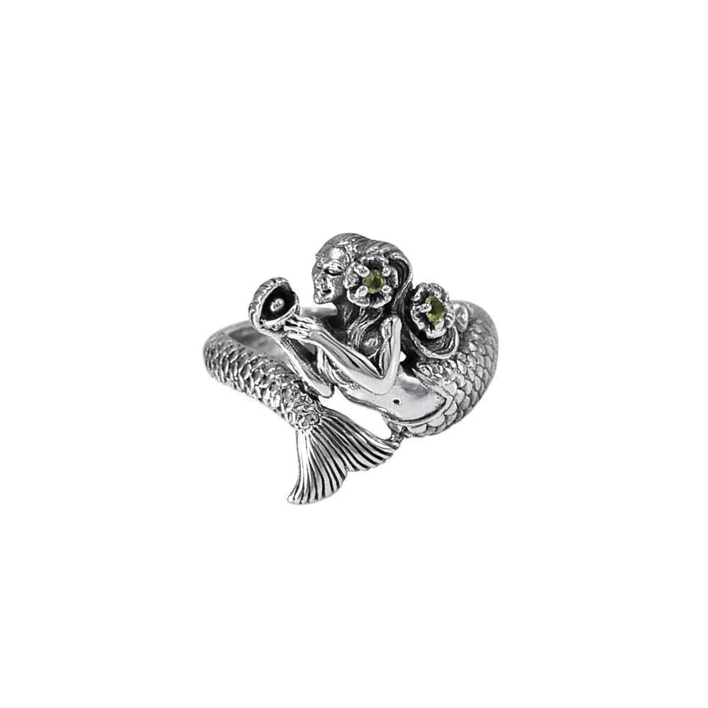 Mermaid Wrap Around Sterling Silver Ring with Gemstone