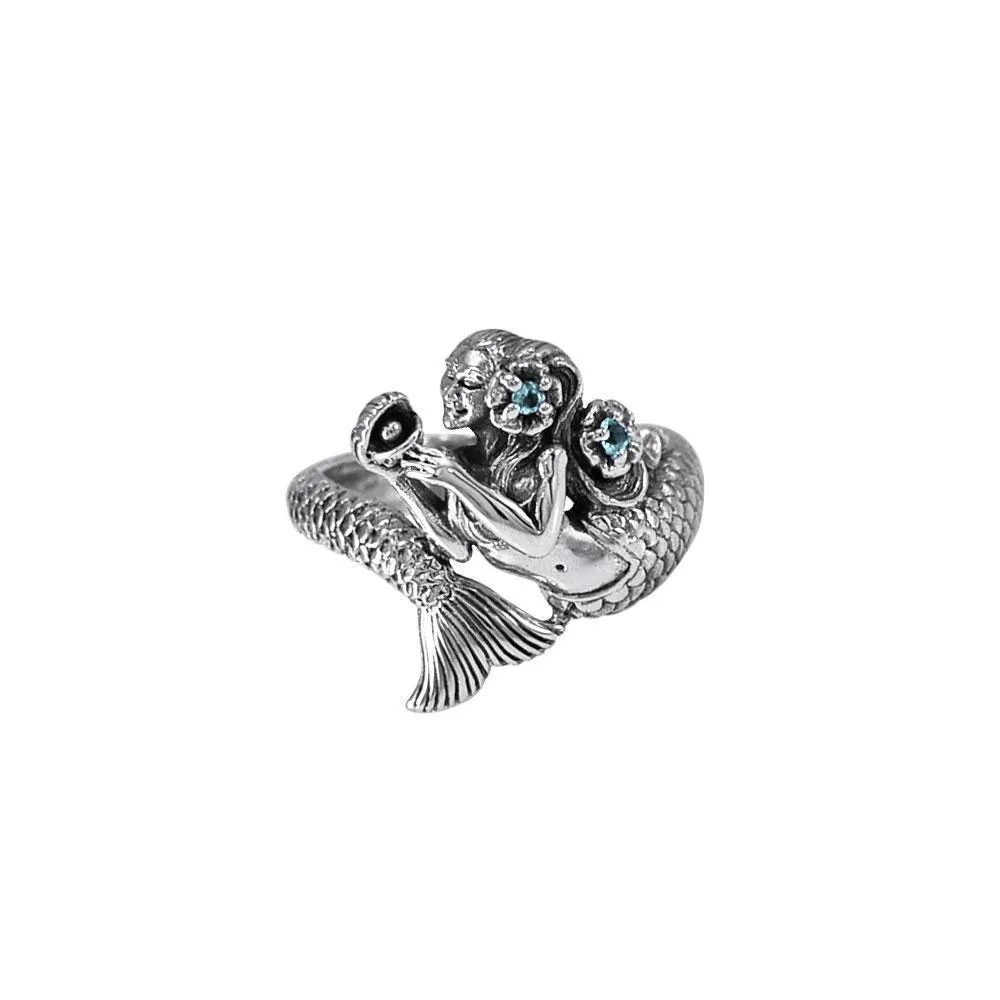Mermaid Wrap Around Sterling Silver Ring with Gemstone