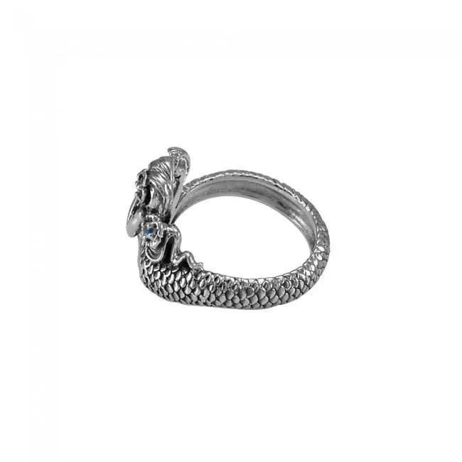 Mermaid Wrap Around Sterling Silver Ring with Gemstone