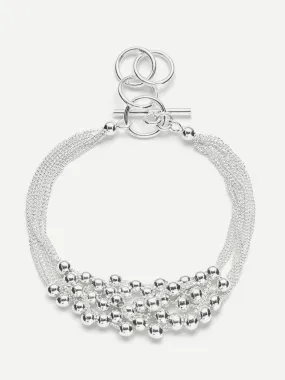 Metal Beaded Design Layered Chain Bracelet
