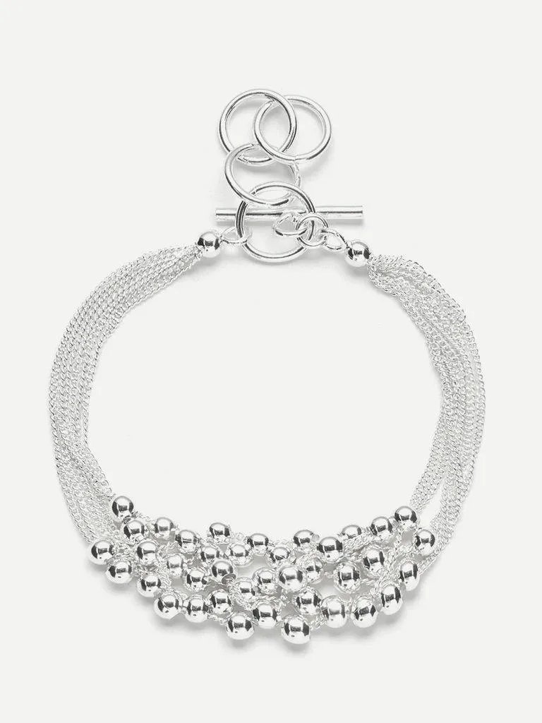 Metal Beaded Design Layered Chain Bracelet