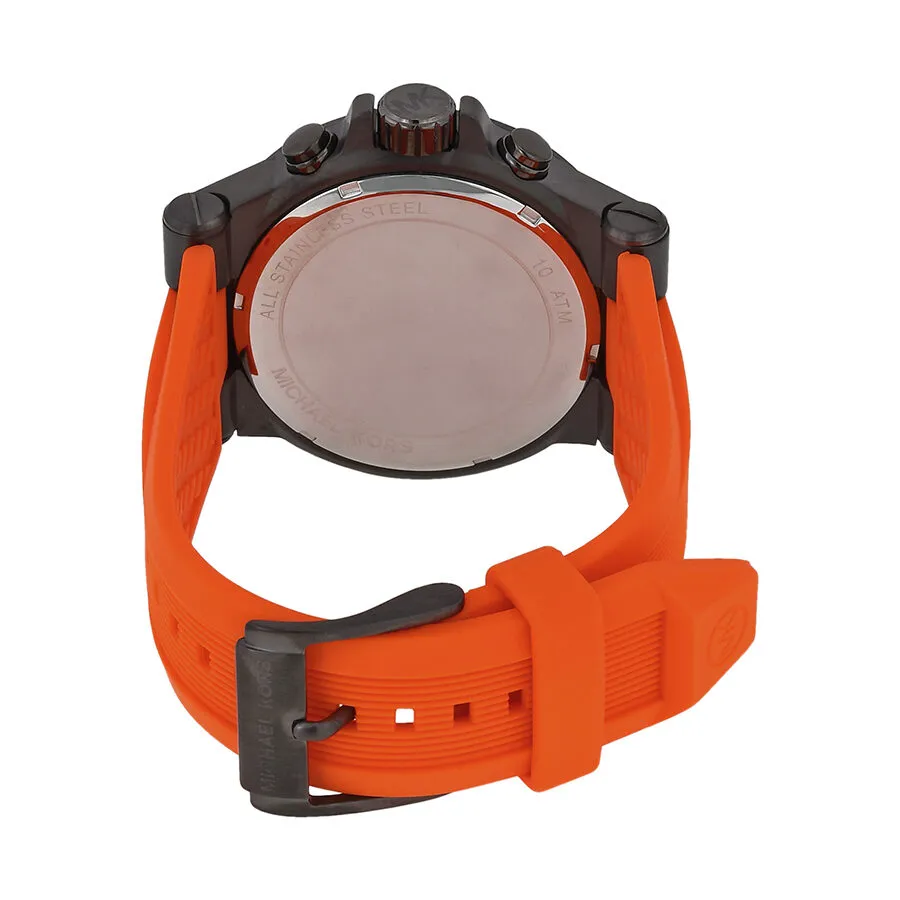 Michael Kors Dylan Chronograph Gunmetal Dial Gunmetal IP Orange Rubber Men's Watch MK8296