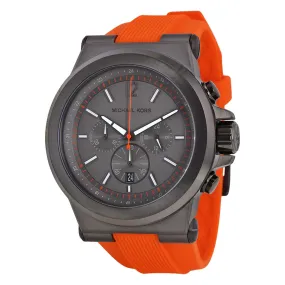 Michael Kors Dylan Chronograph Gunmetal Dial Gunmetal IP Orange Rubber Men's Watch MK8296