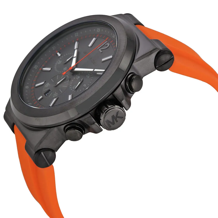 Michael Kors Dylan Chronograph Gunmetal Dial Gunmetal IP Orange Rubber Men's Watch MK8296