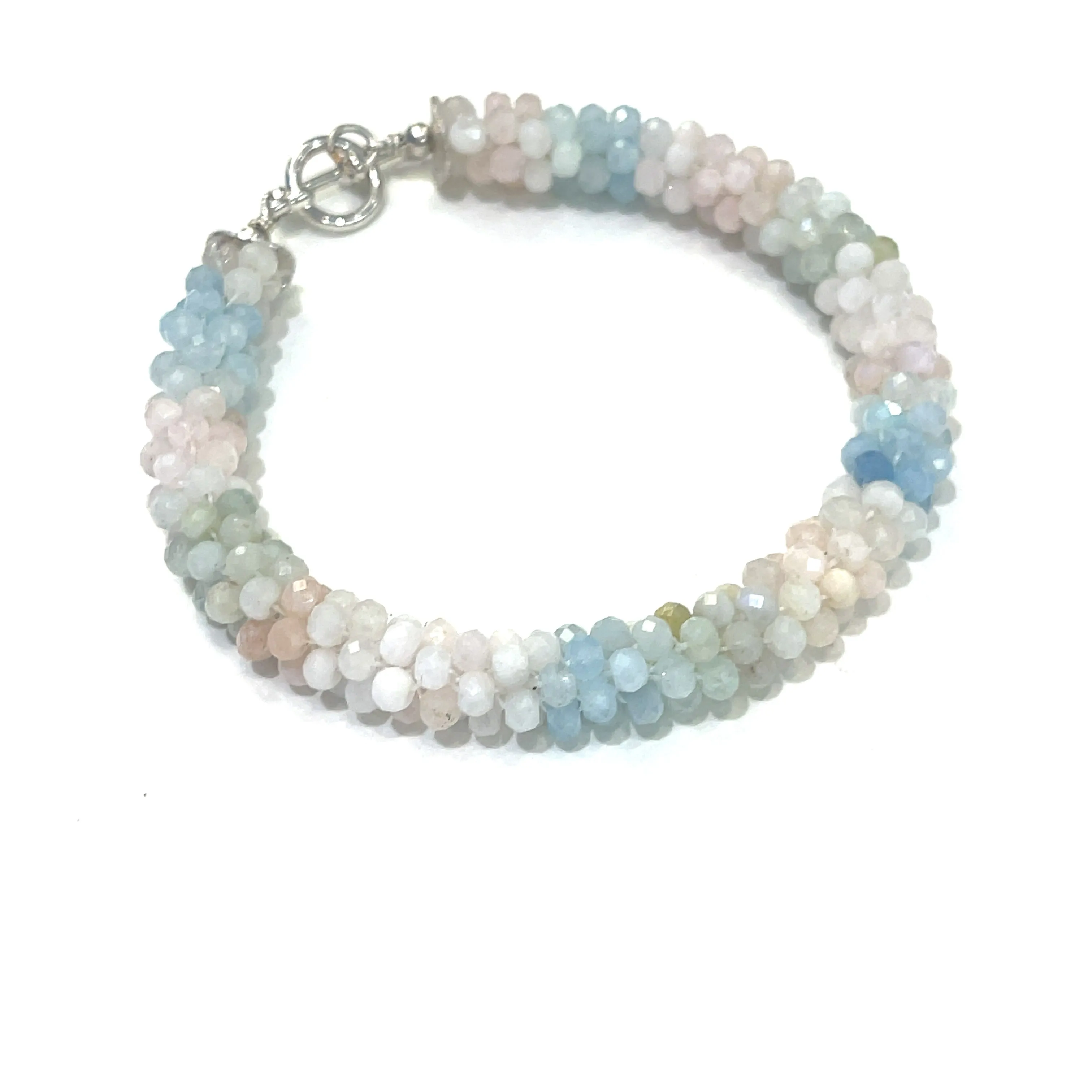 Morganite Crocheted Gemstone Bracelet, jewelry