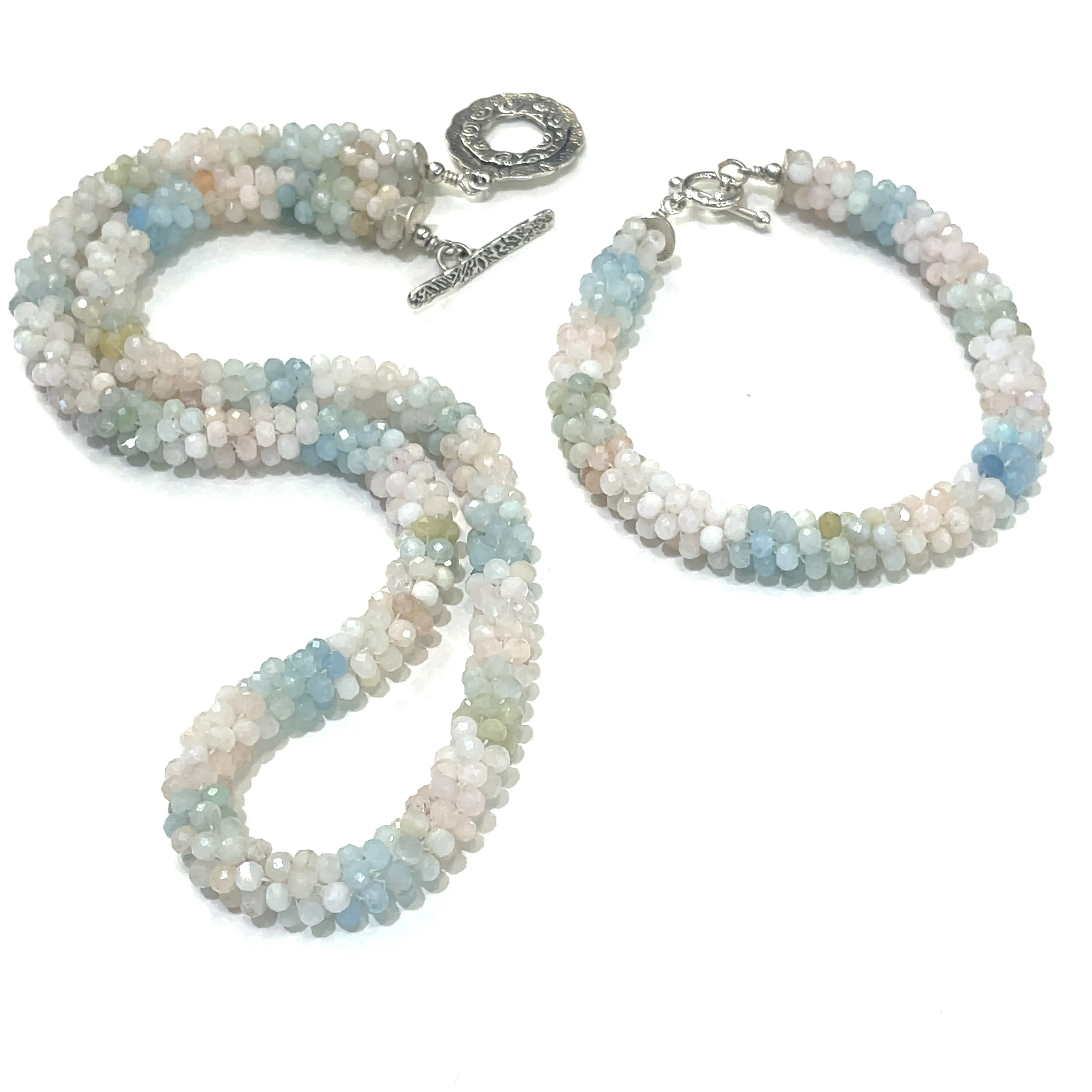 Morganite Crocheted Gemstone Bracelet, jewelry