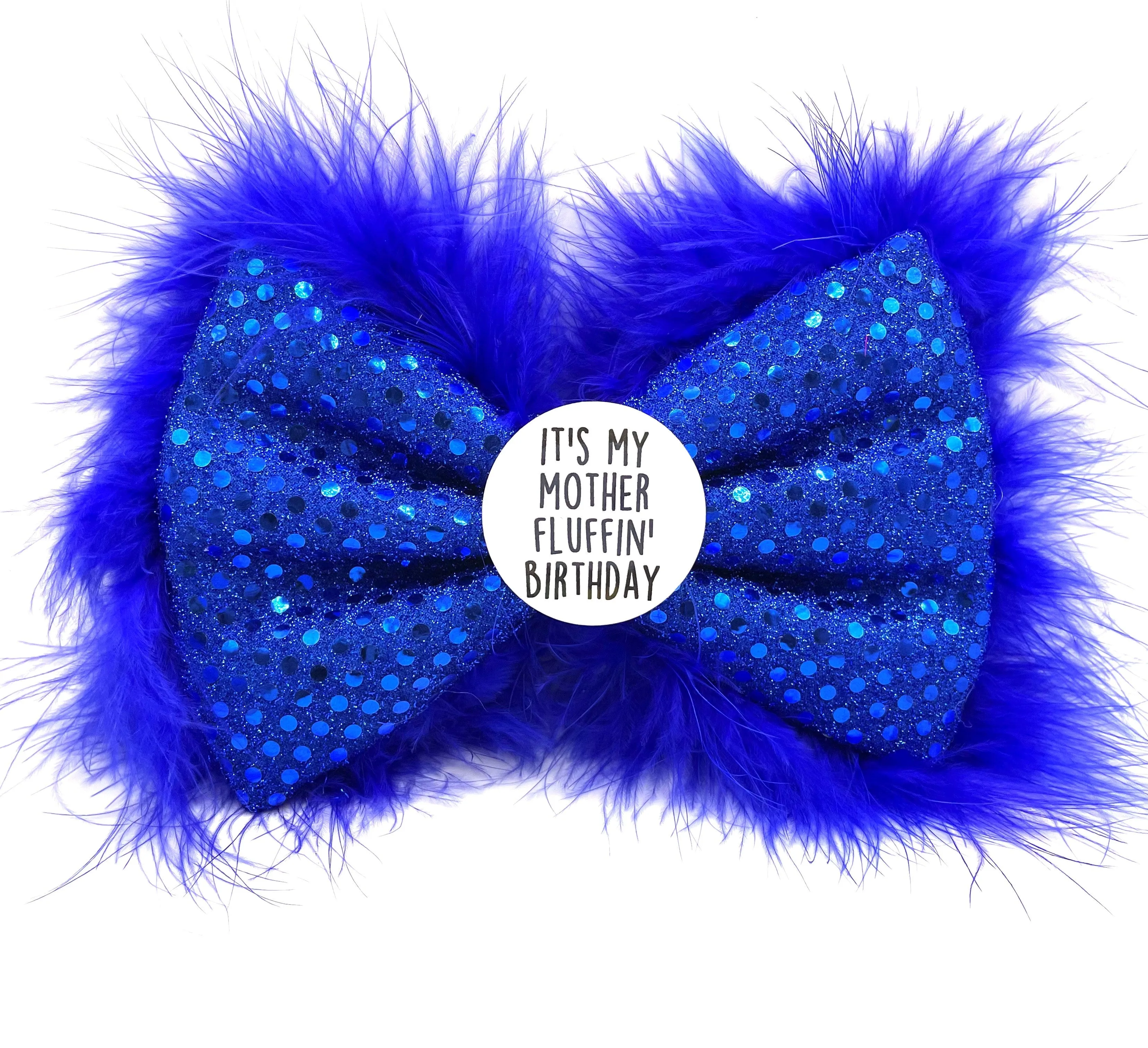 Mother Fluffin' Birthday hat and Badge Bow® Fluffy Set - Blue