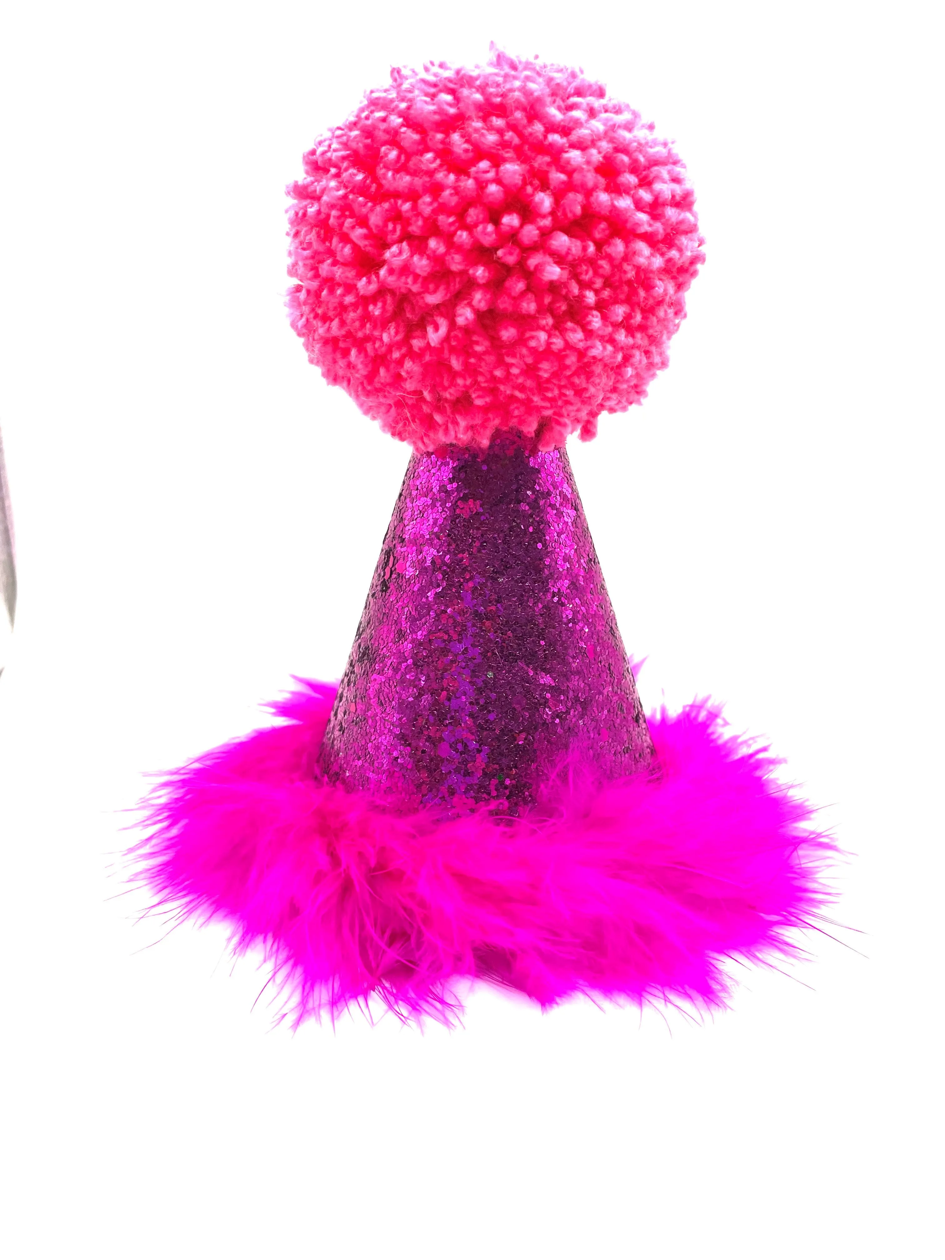 Mother Fluffin' Birthday hat and Badge Bow® Fluffy Set - Pink