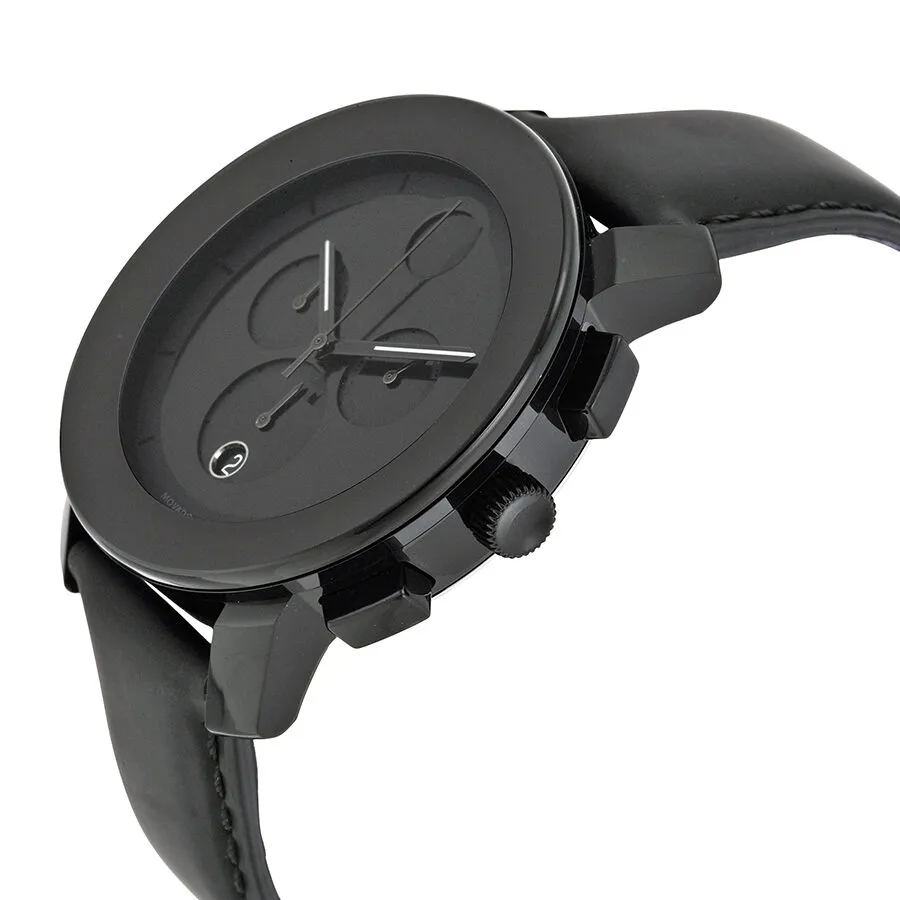 Movado Bold Black Dial Chronograph Leather Men's Watch 3600089