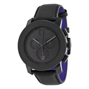 Movado Bold Black Dial Chronograph Leather Men's Watch 3600089