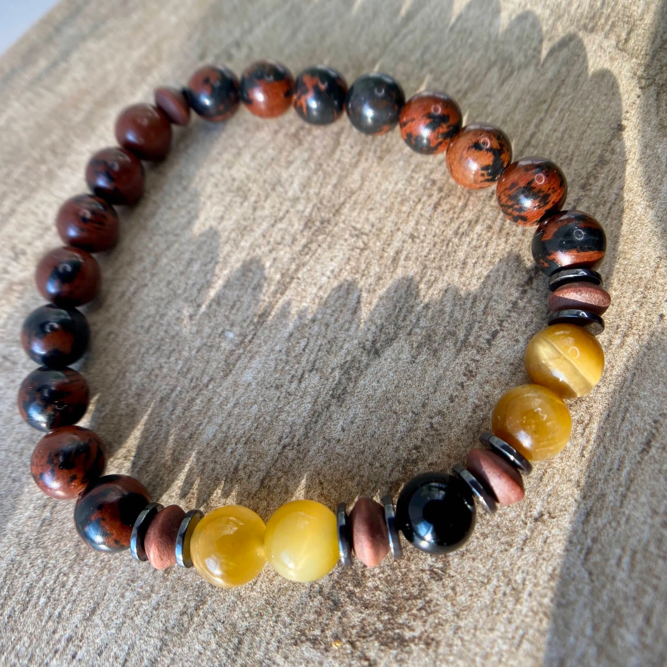 Natural Mahogany Jasper Beaded Stretch Bracelet 8mm - Vibrancy & Passion