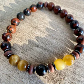Natural Mahogany Jasper Beaded Stretch Bracelet 8mm - Vibrancy & Passion