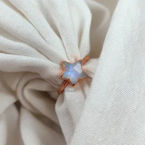 Natural Moonstone Ring, Handmade Gemstone Ring, Birthstone Jewelry, Electroplated Ring, Star Ring, Moonstone Jewelry, Wedding Gift, Gift