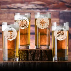 Nautical Beach Highball Cooler Glass
