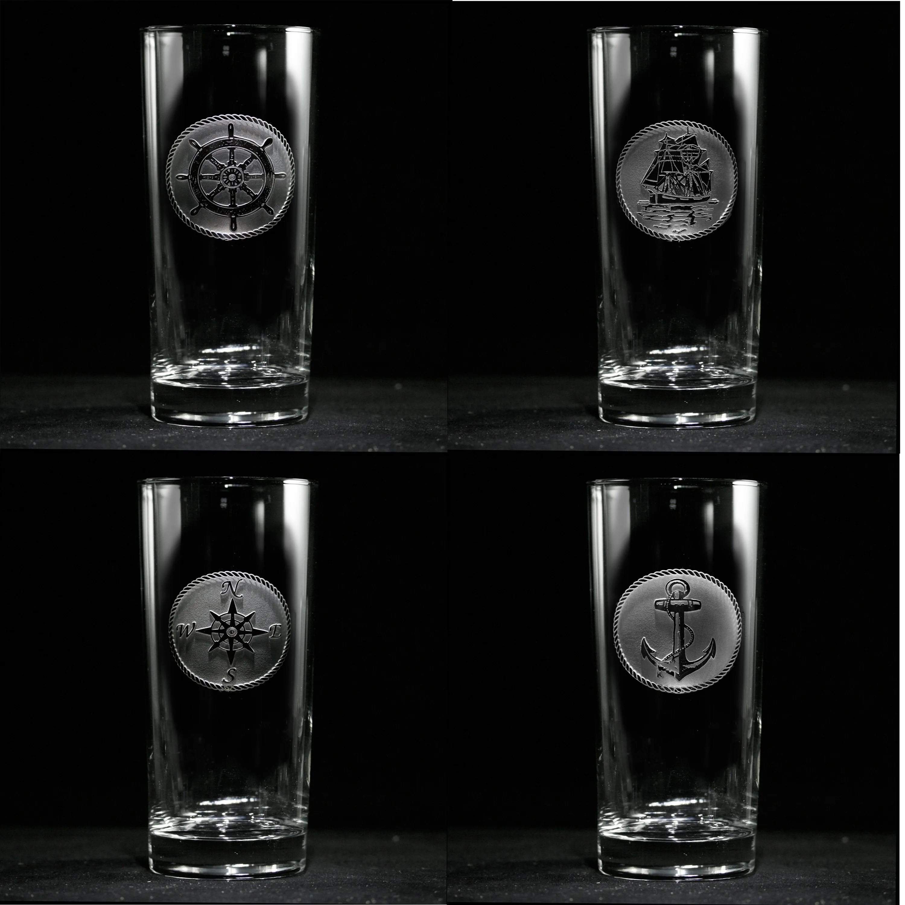 Nautical Beach Highball Cooler Glass
