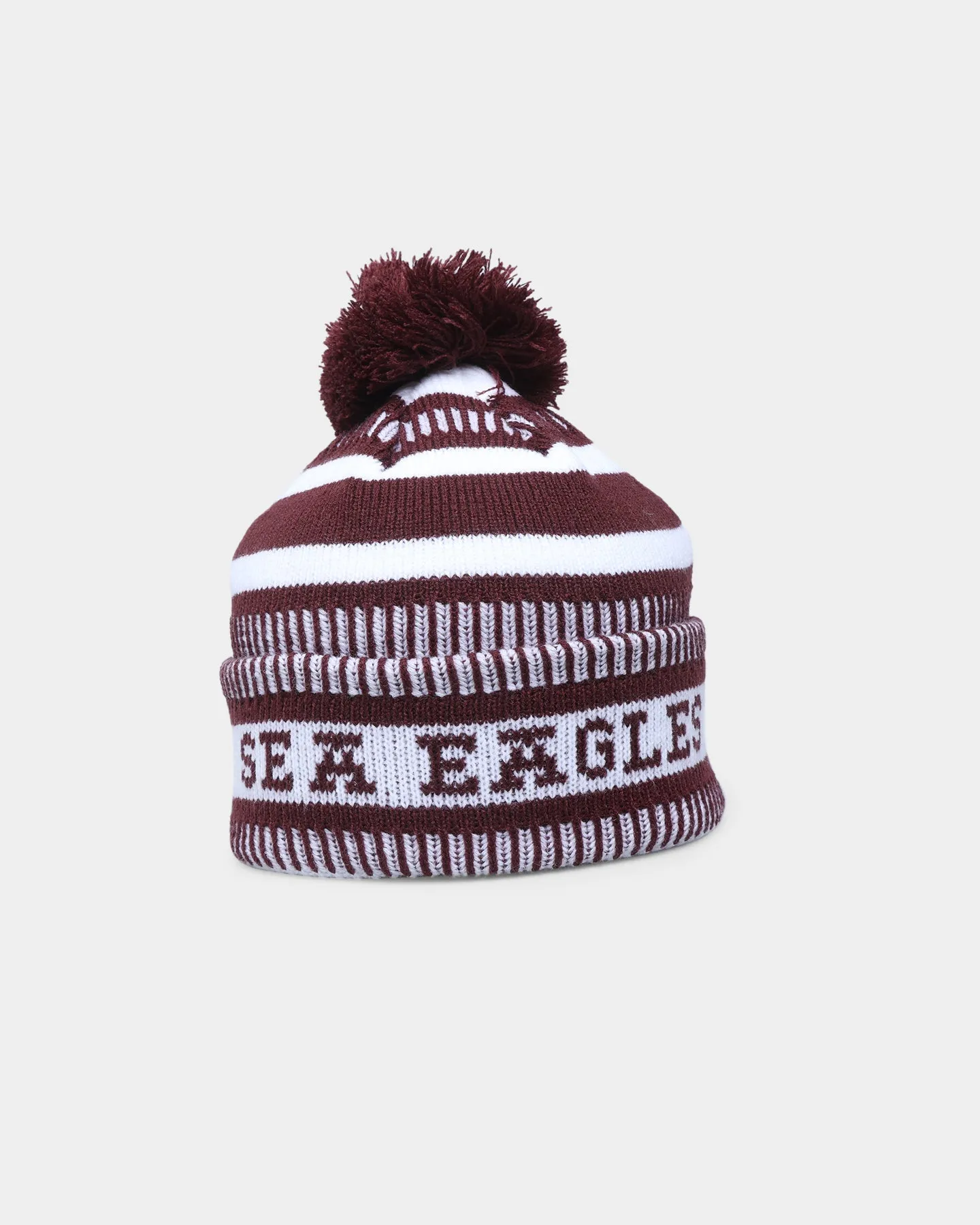 New Era Manly Warringah Sea Eagles NRL Kick Off 2022 Pom Wordmark Beanie Dark Purple