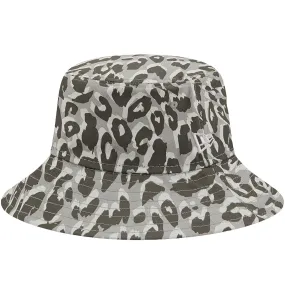 New Era Womens Leopard Print Bucket Hat - Grey