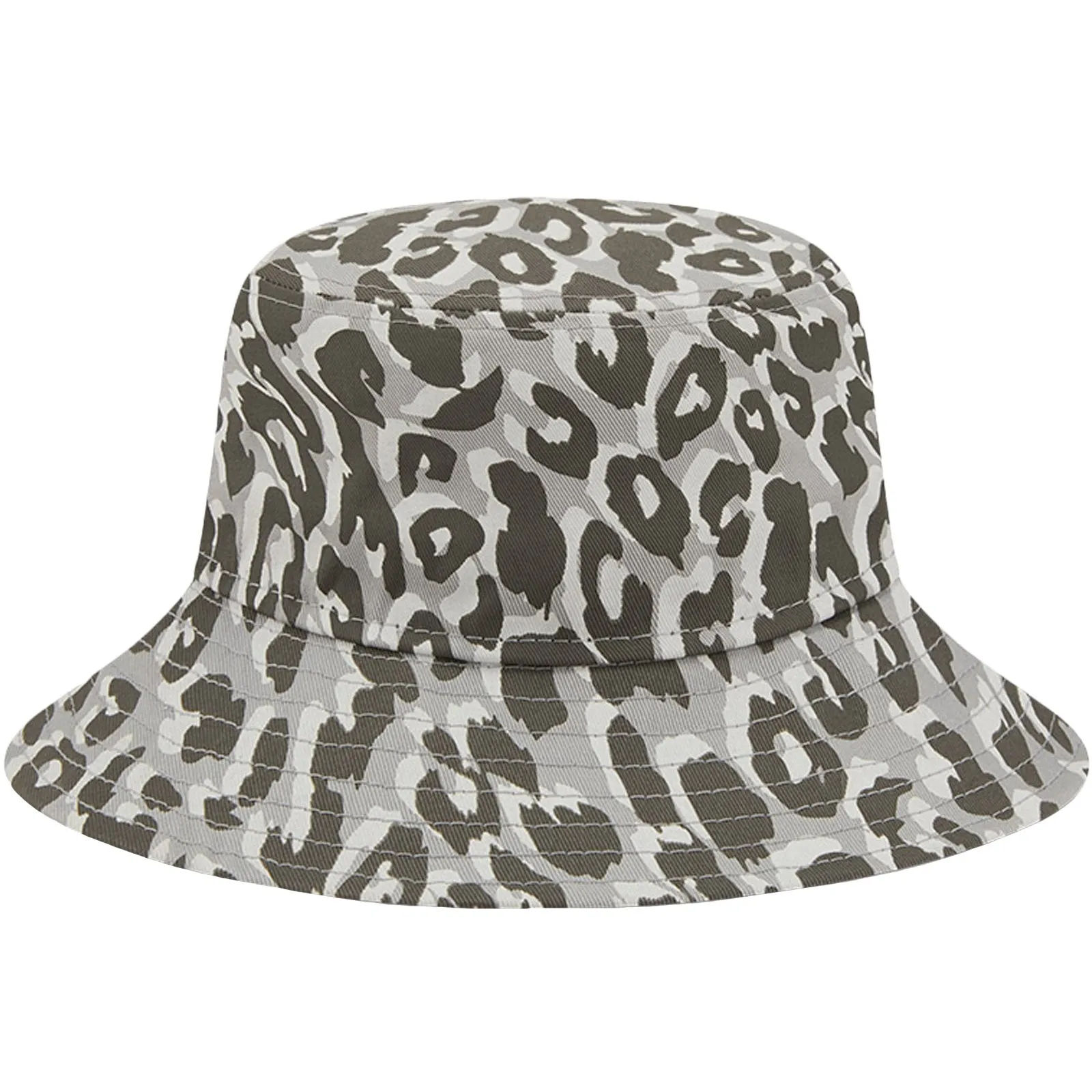 New Era Womens Leopard Print Bucket Hat - Grey