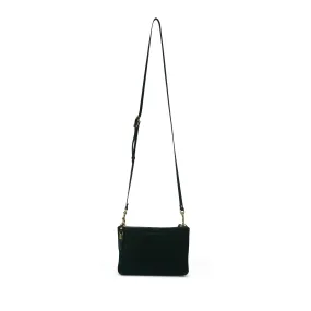 Nottingham Double Zip Crossbody - Black Suede