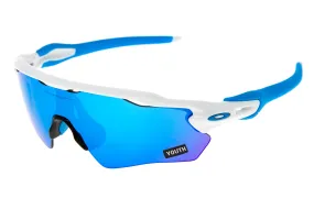 Oakley Radar EV XS Path Youth Sunglasses Polished White/Blue Frame Iridium Sapphire Lens