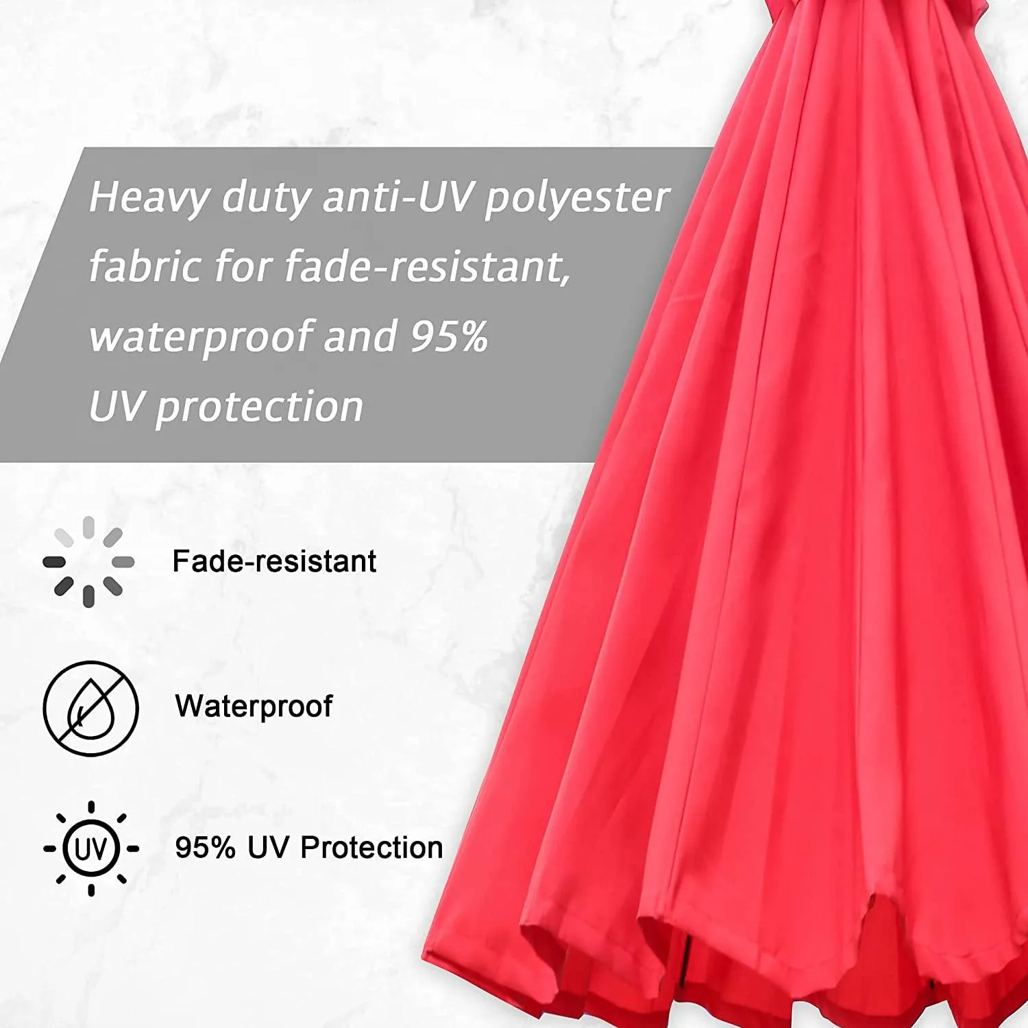 Offset Hanging Market Patio Umbrella w/Easy Tilt Adjustment for Backyard, Poolside, Lawn and Garden, Red