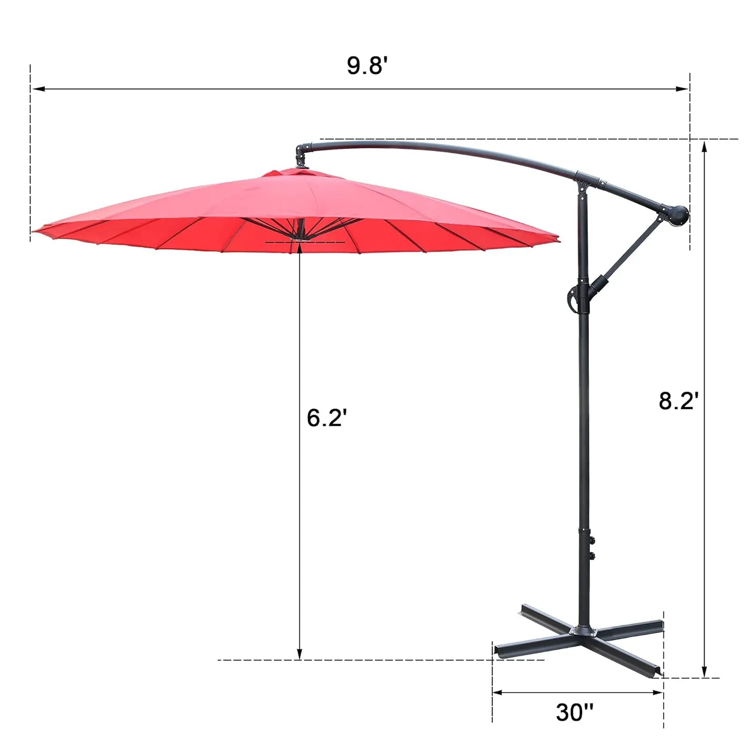 Offset Hanging Market Patio Umbrella w/Easy Tilt Adjustment for Backyard, Poolside, Lawn and Garden, Red