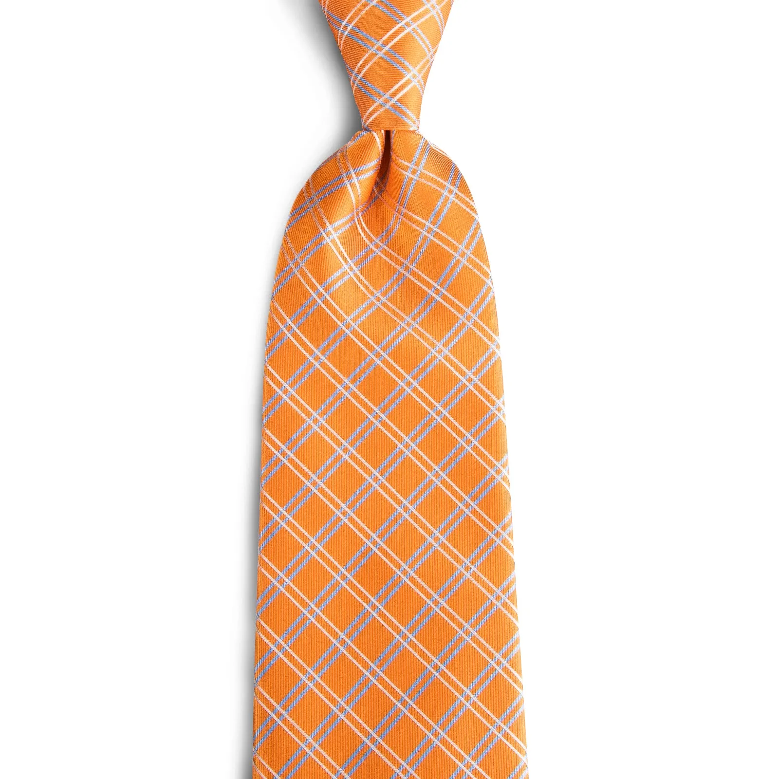 Organge Plaid Tie Pocket Square Cufflinks Set 8cm