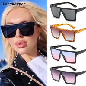 Oversized Square Sunglasses  Fashion Brand Flat top Sun Glasses Vintage Big Frame