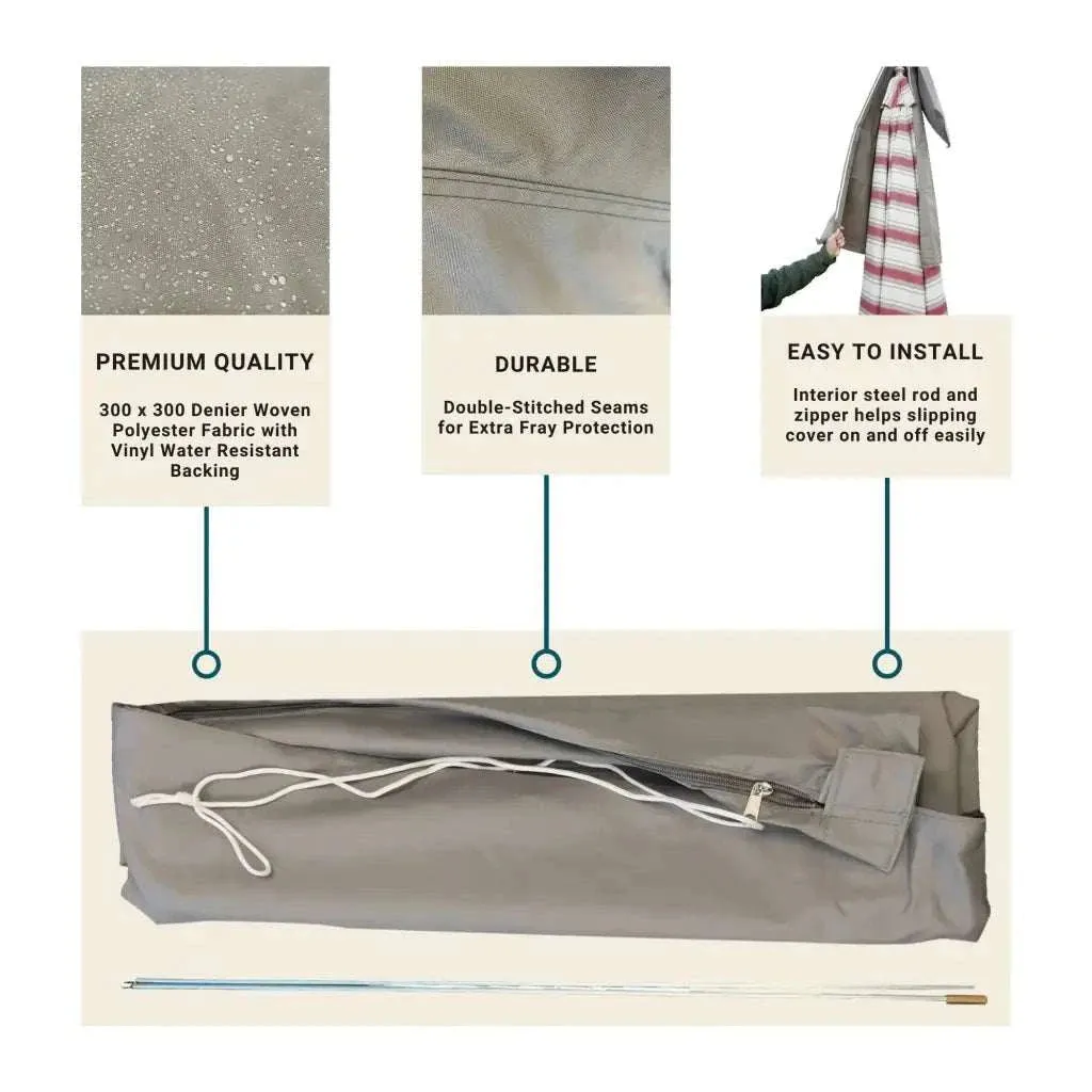 Patio Umbrella Cover Fits 7FT to 11FT Umbrellas Classic Taupe
