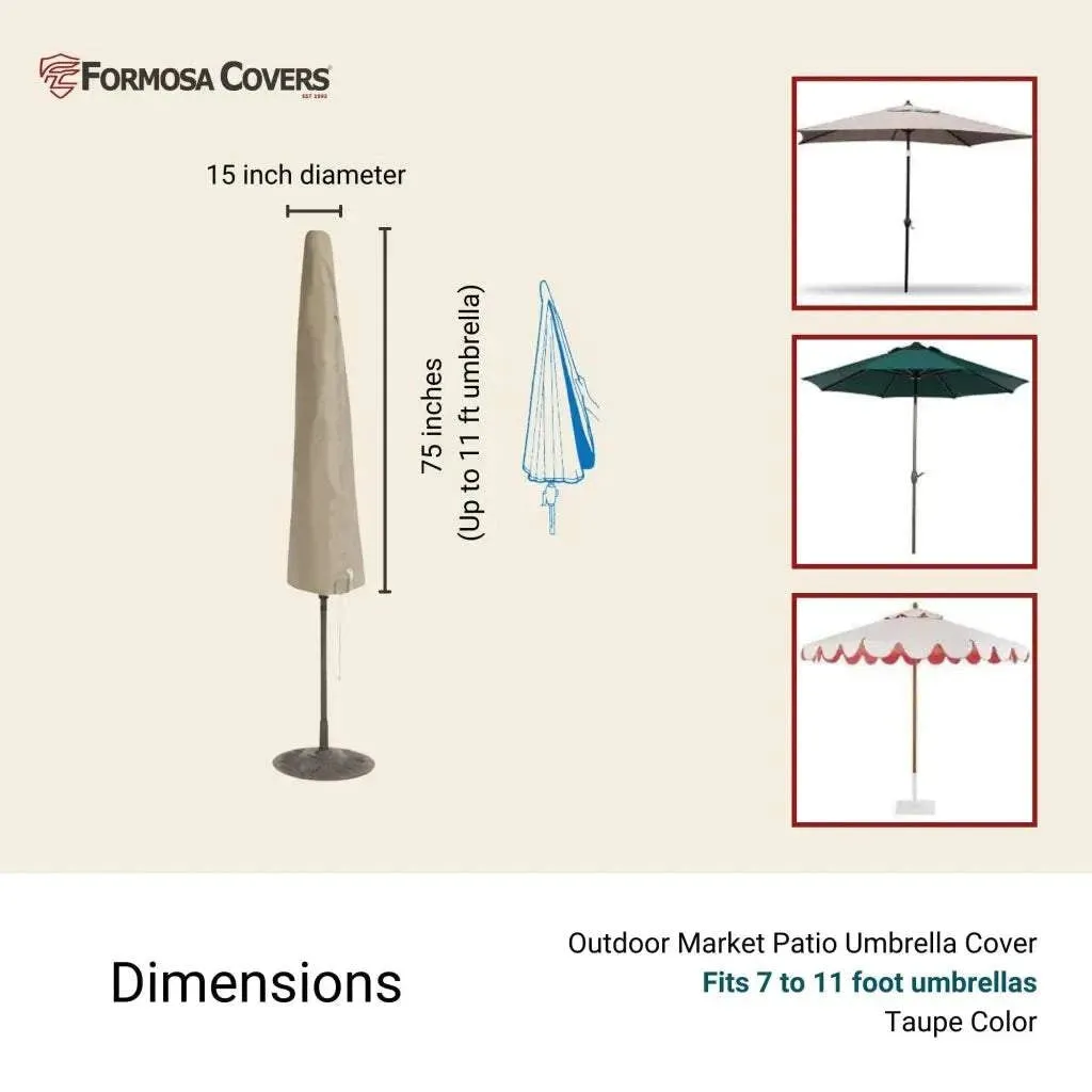 Patio Umbrella Cover Fits 7FT to 11FT Umbrellas Classic Taupe