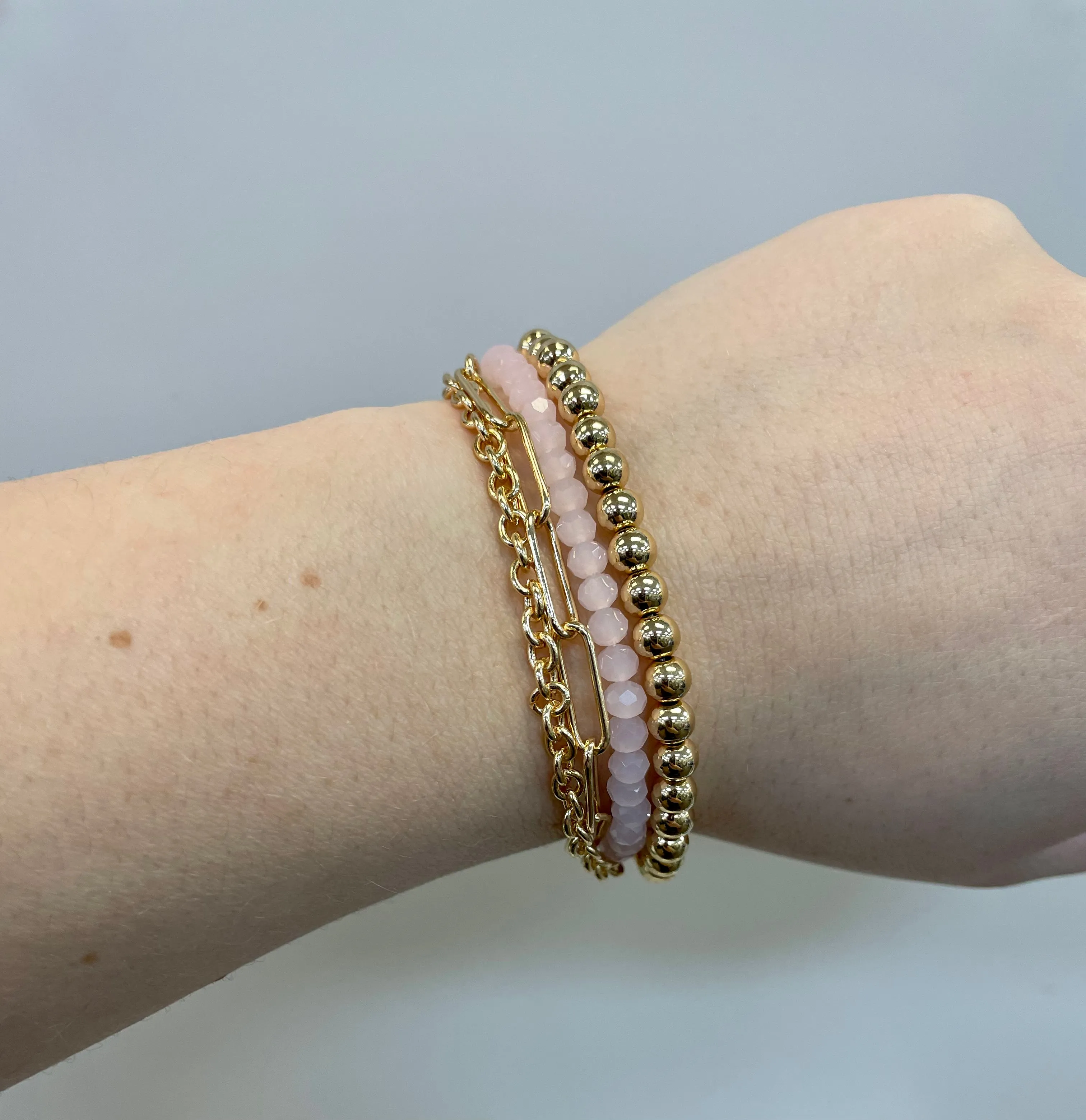 Pink Beaded Earrings and Bracelet Set