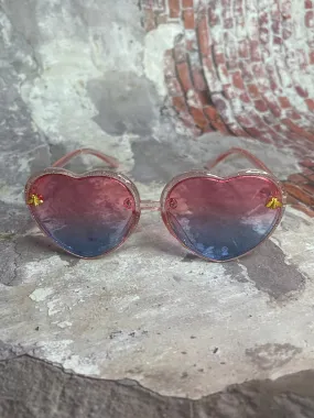 Pink Glitter Gradient Polarized Heart Shaped Sunglasses