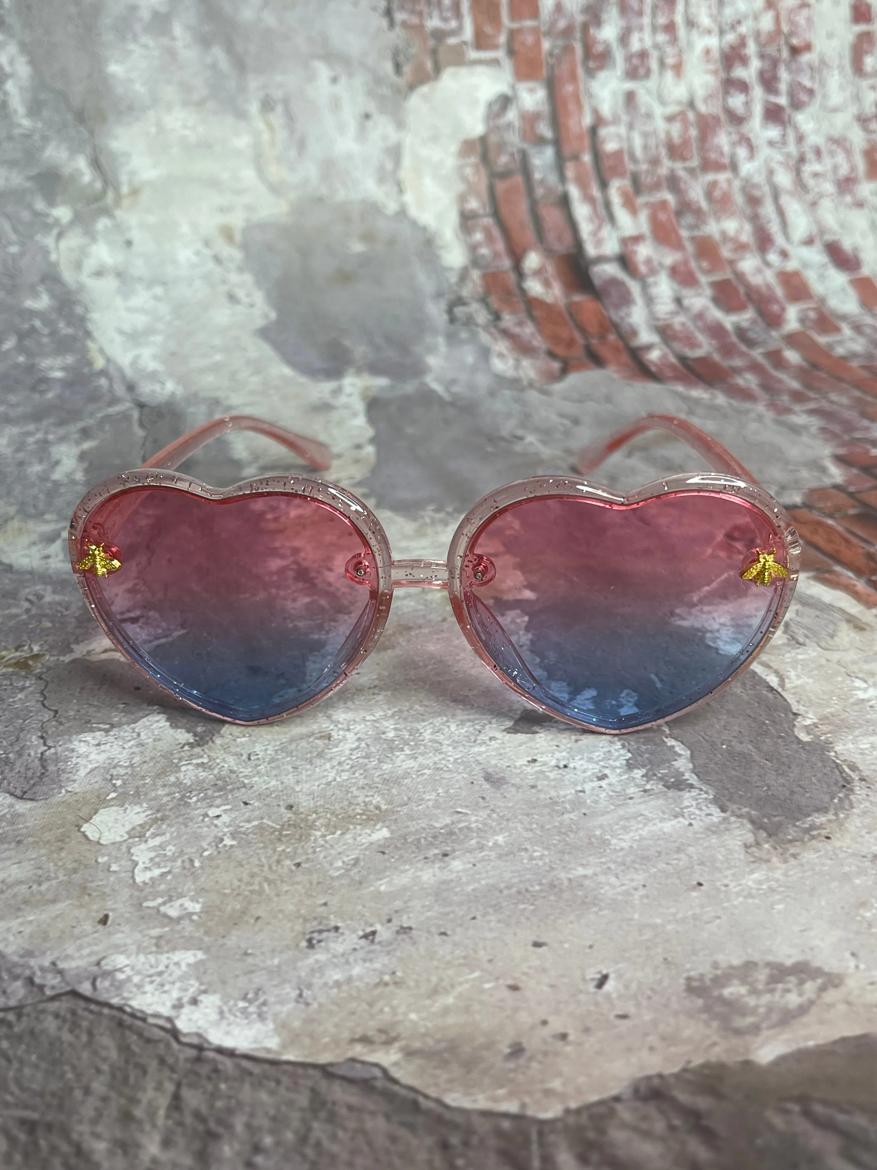 Pink Glitter Gradient Polarized Heart Shaped Sunglasses