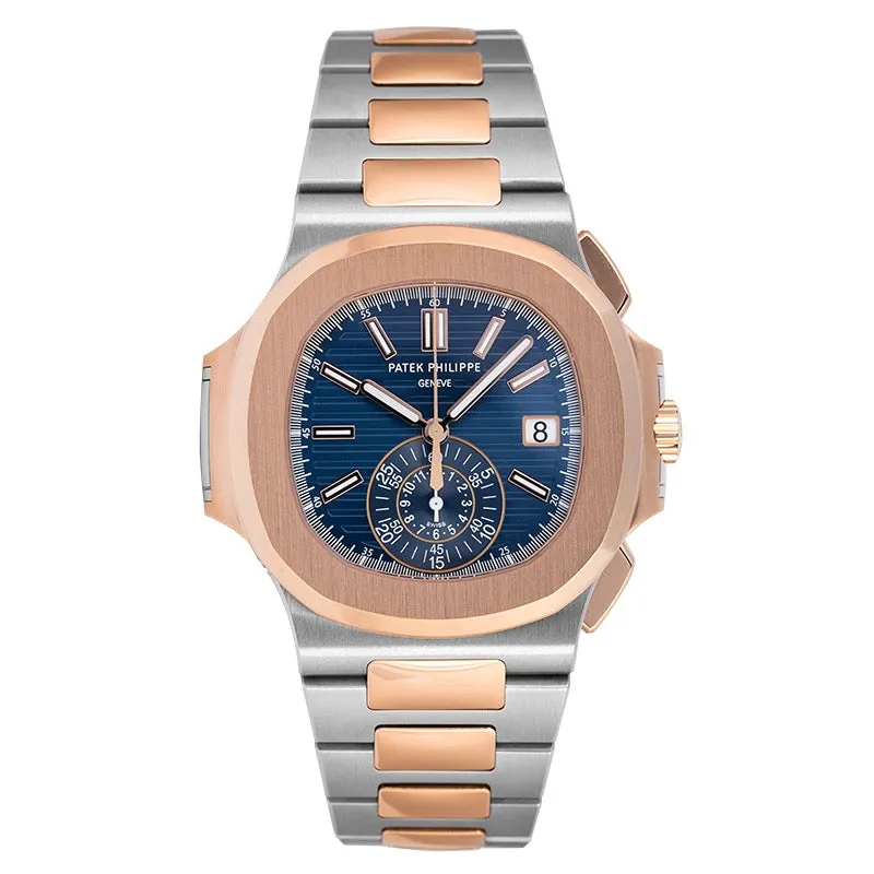 Pre-Owned Patek Philippe Nautilus 5980/1AR-001 Steel & Rose Gold Blue Dial