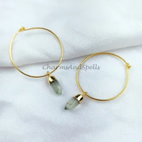 Prehnite Earring, Gemstone Earring, Handmade Earring, Pencil Earring, Gold Electroplated Earring, Women Earring