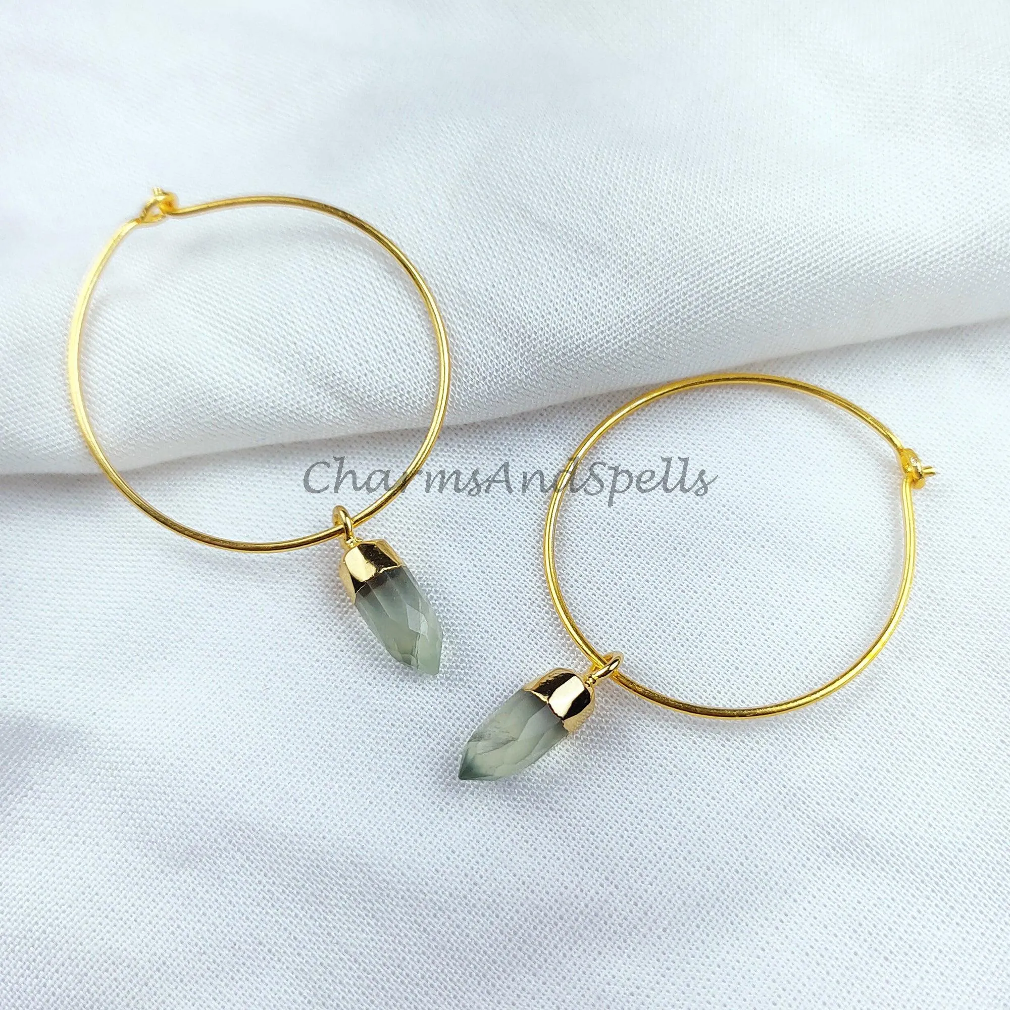 Prehnite Earring, Gemstone Earring, Handmade Earring, Pencil Earring, Gold Electroplated Earring, Women Earring