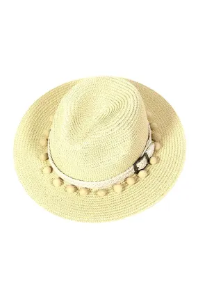RaRa Beige Pom Beach Hat