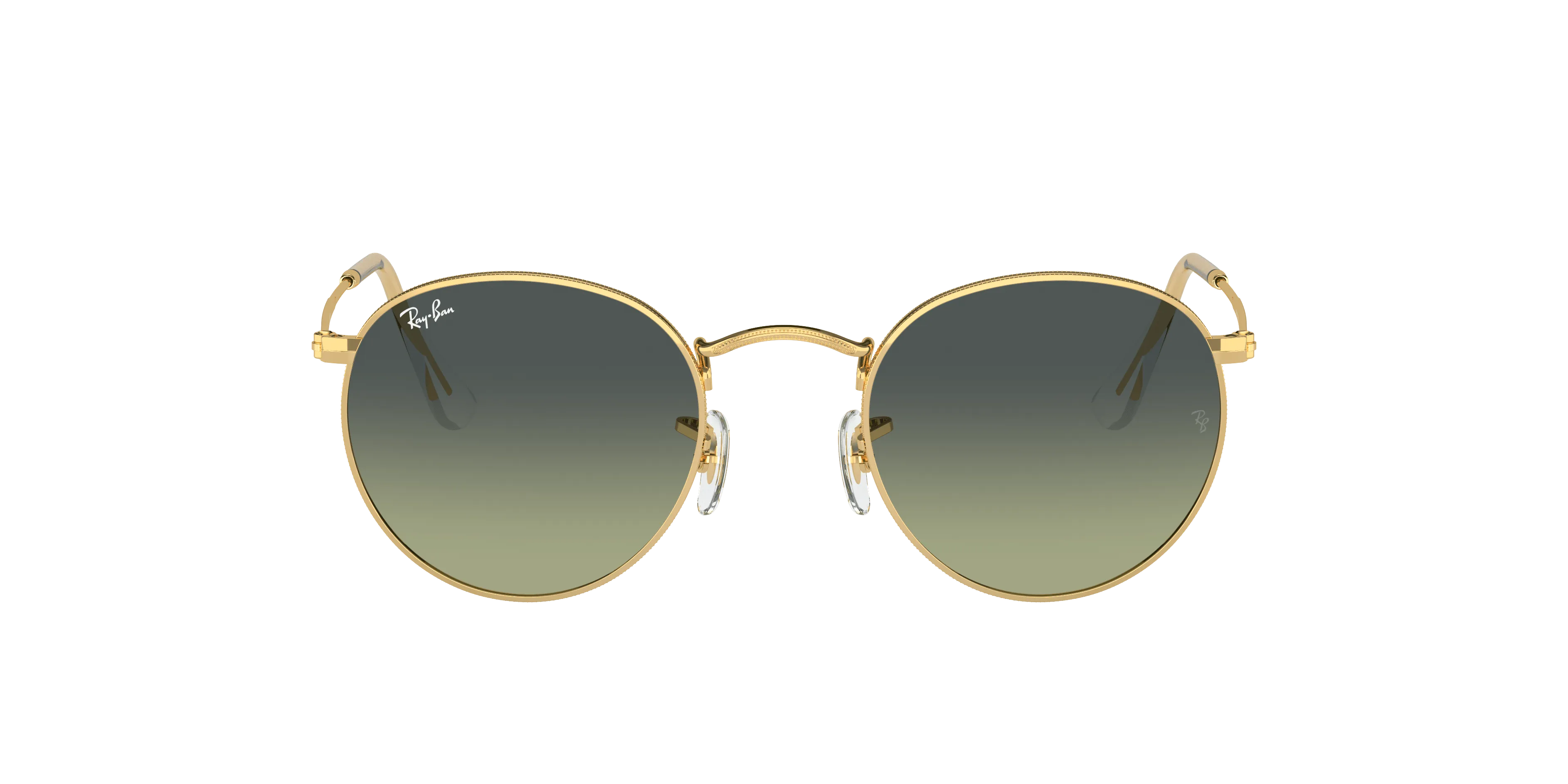 RAY-BAN Round Metal Polished Gold - Green Vintage Sunglasses