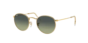 RAY-BAN Round Metal Polished Gold - Green Vintage Sunglasses