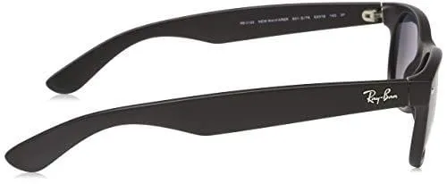 Ray-Ban Unisex New Wayfarer Polarized Sunglasses, Black/Polarized Blue/Grey Gradient, Blue Gradient Grey, 55mm