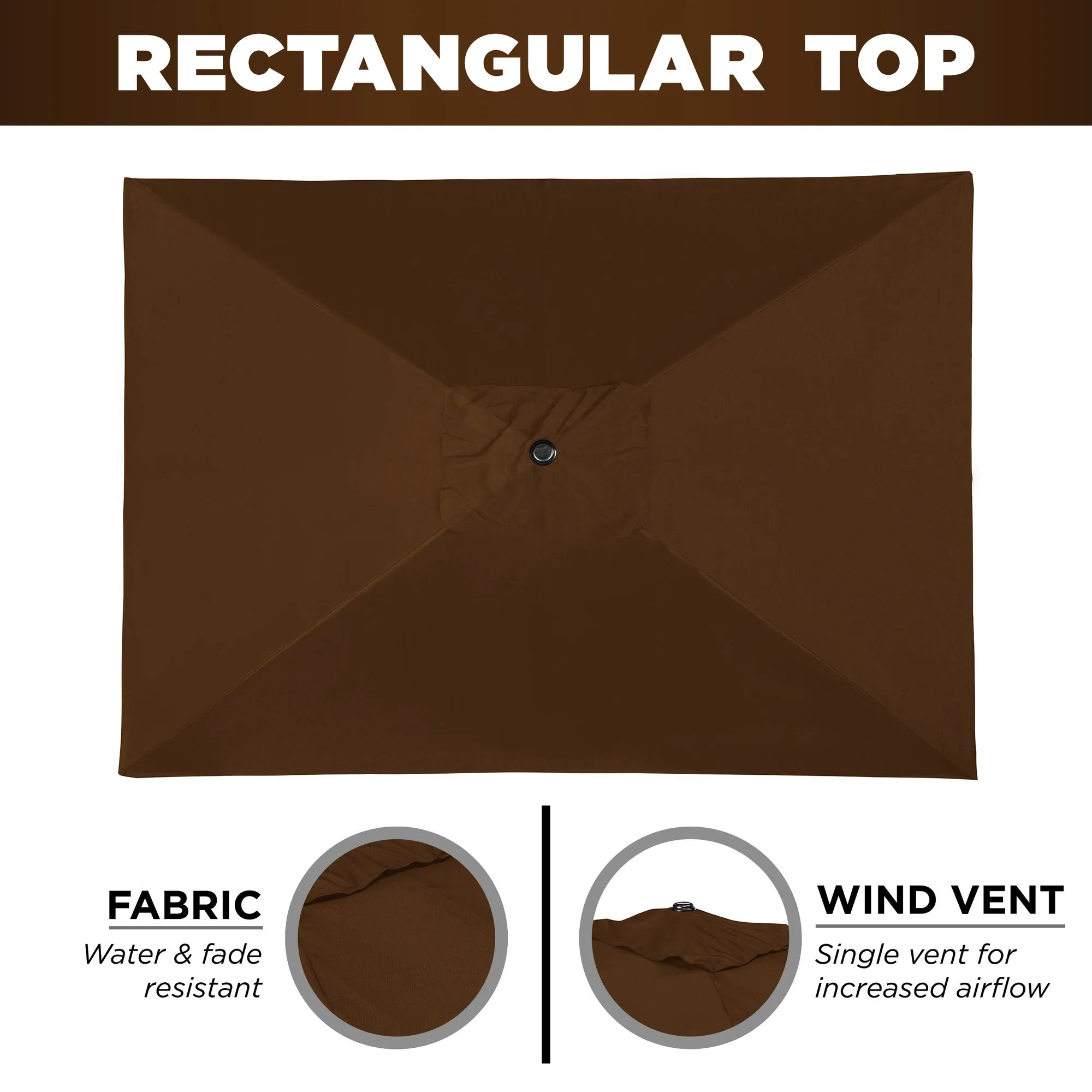 Rectangular Patio Umbrella w/ Easy Crank, UV-Resistant Fabric - 8x11ft
