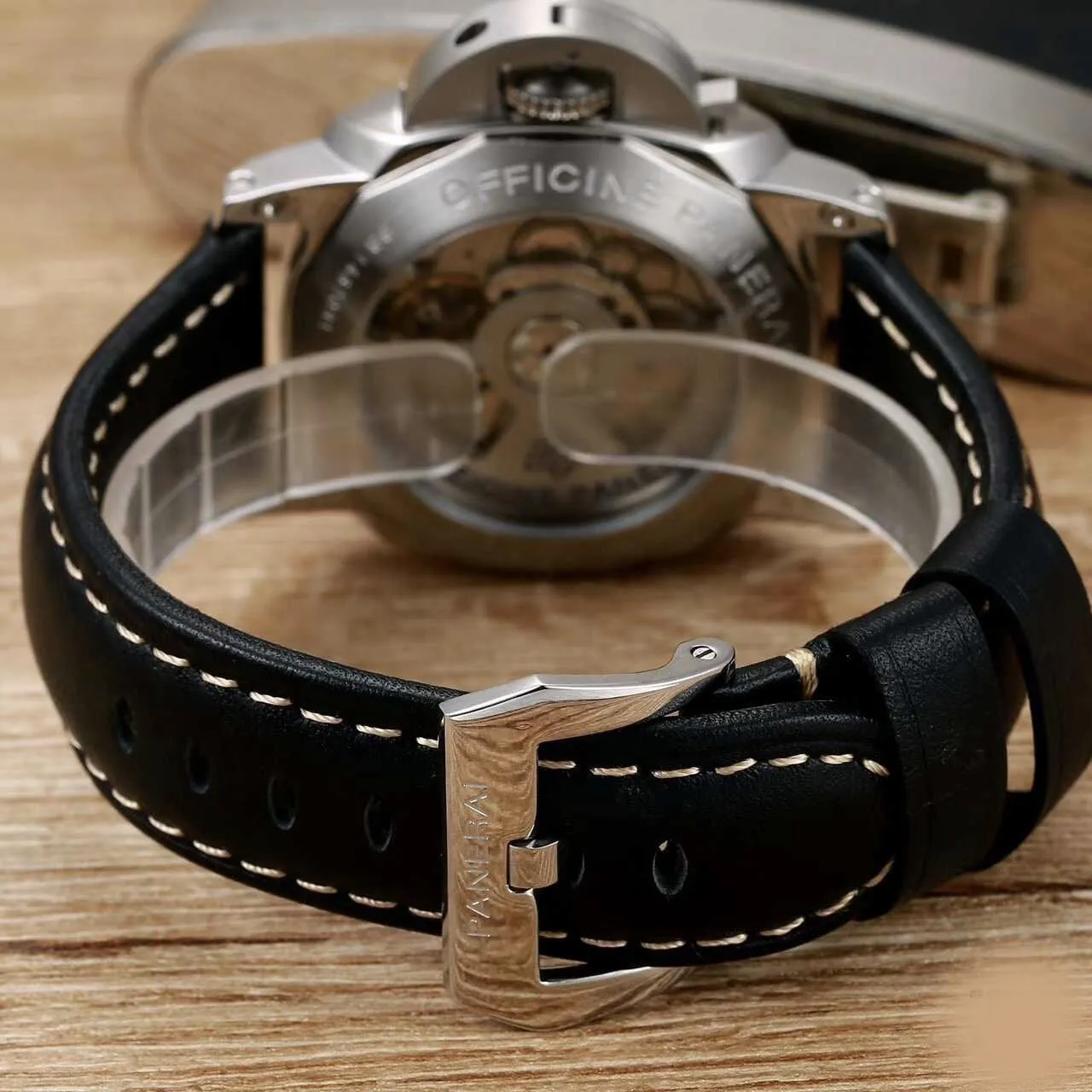 Replica Panerai - Black Luminor Marina with leather band