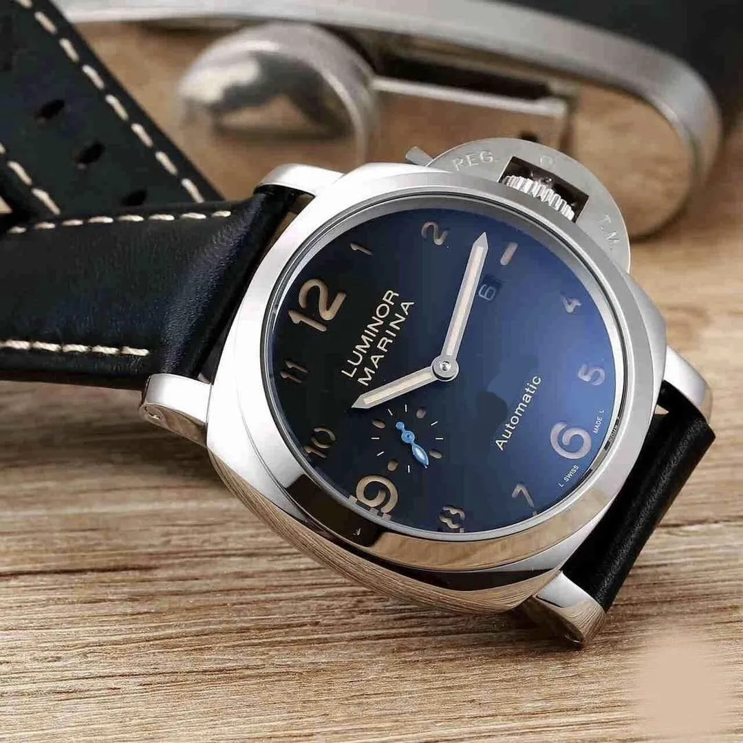 Replica Panerai - Black Luminor Marina with leather band