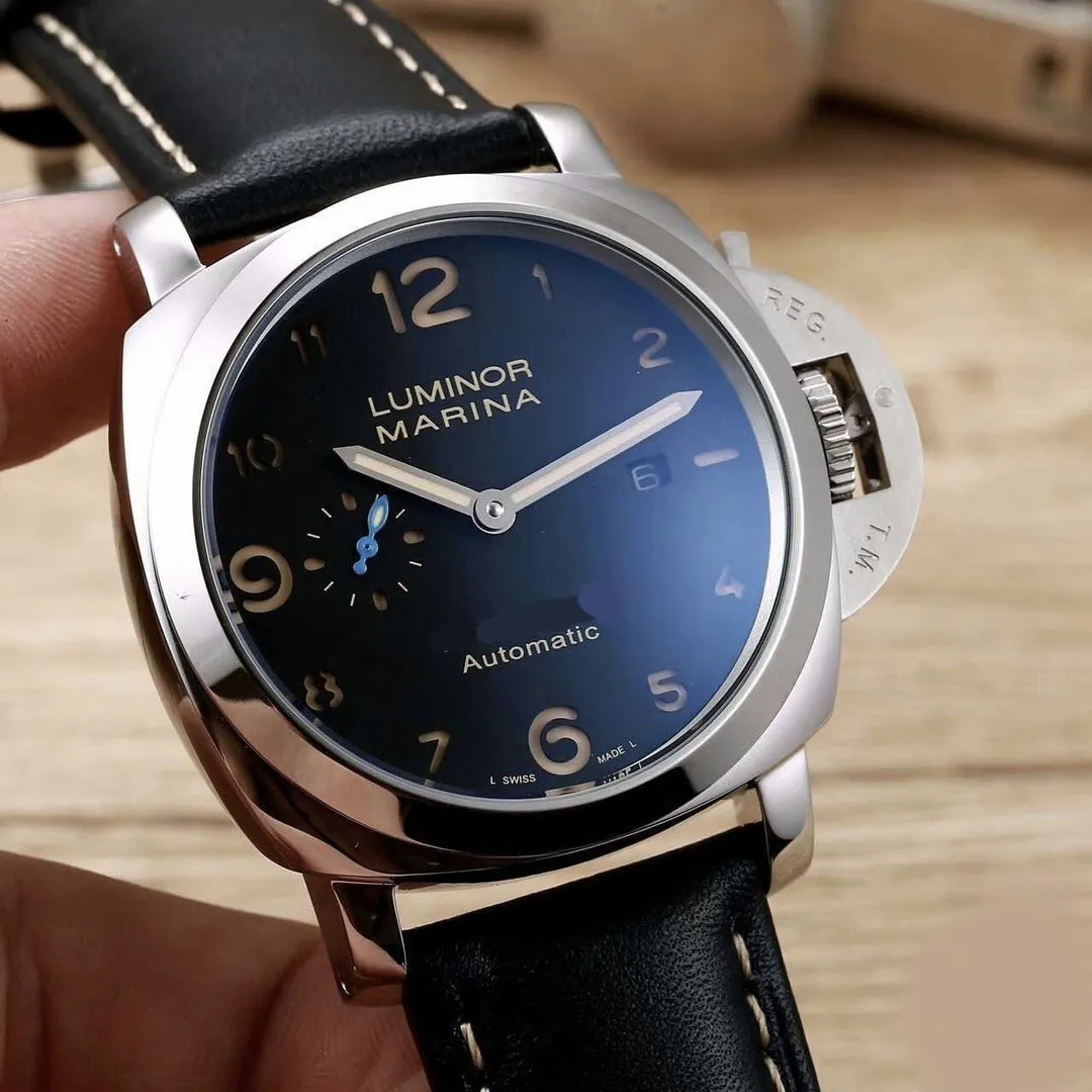Replica Panerai - Black Luminor Marina with leather band