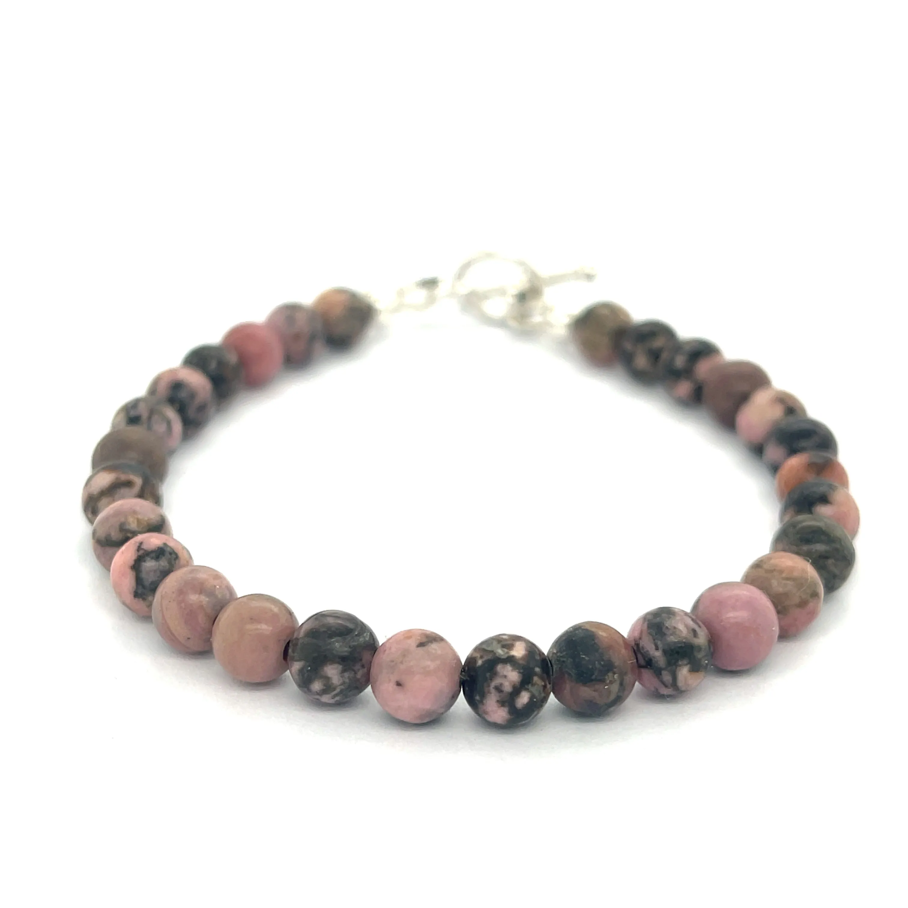 Rhodonite gemstone bracelet, jewelry