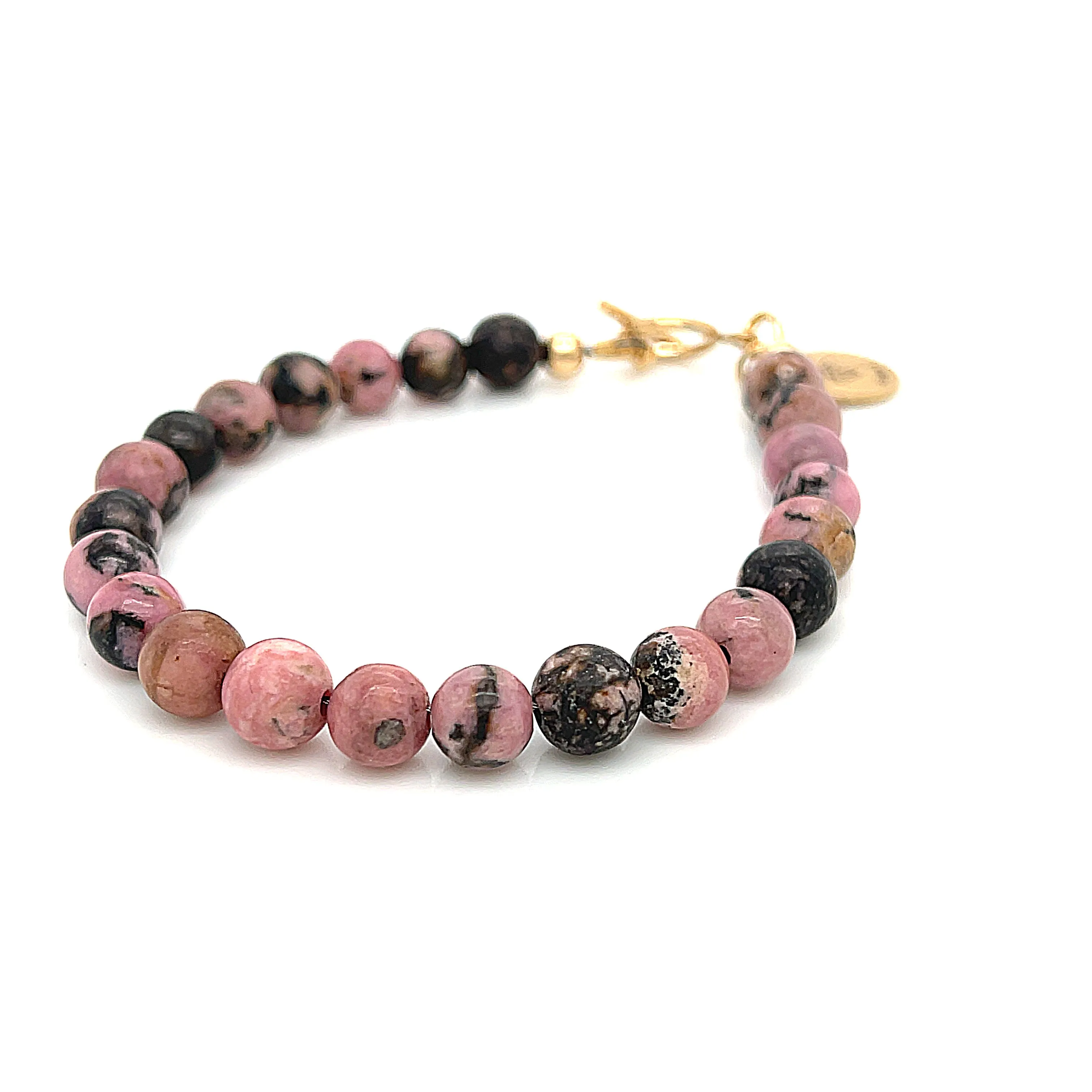 Rhodonite gemstone bracelet, jewelry